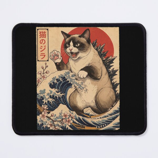 Item preview, Snowshoe Catzilla Japanese Wave Art Cat Owner designed and sold by TerryConnells.