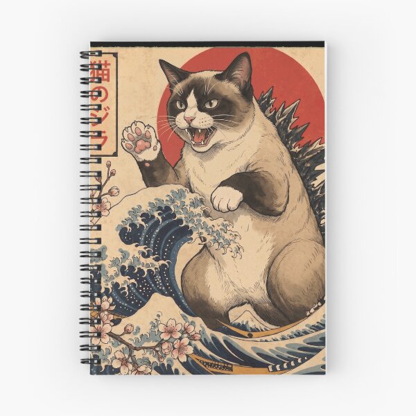 Item preview, Snowshoe Catzilla Japanese Wave Art Cat Owner designed and sold by TerryConnells.