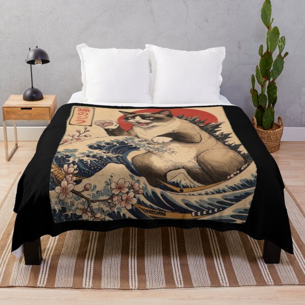 Item preview, Snowshoe Catzilla Japanese Wave Art Cat Owner designed and sold by TerryConnells.