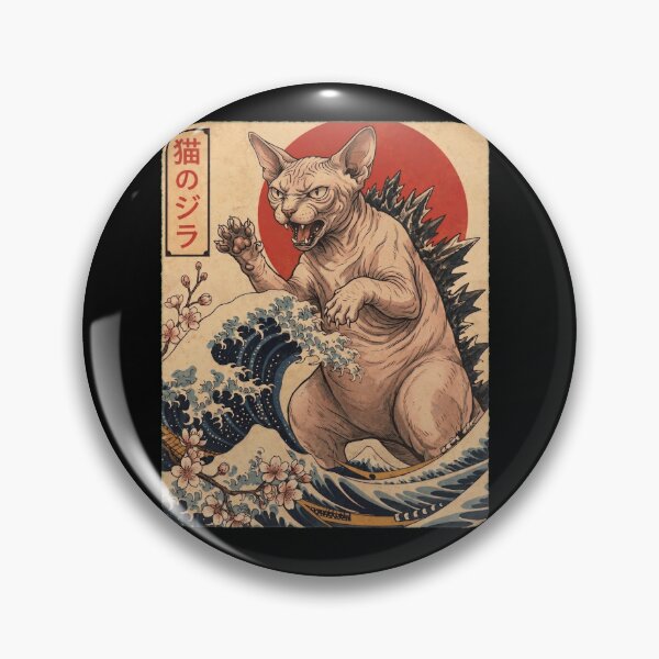 Item preview, Sphynx Catzilla Japanese Wave Art Cat Owner designed and sold by TerryConnells.