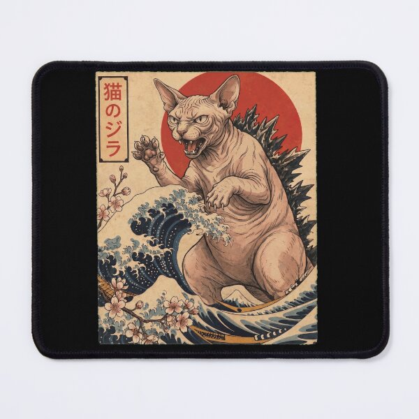 Item preview, Sphynx Catzilla Japanese Wave Art Cat Owner designed and sold by TerryConnells.