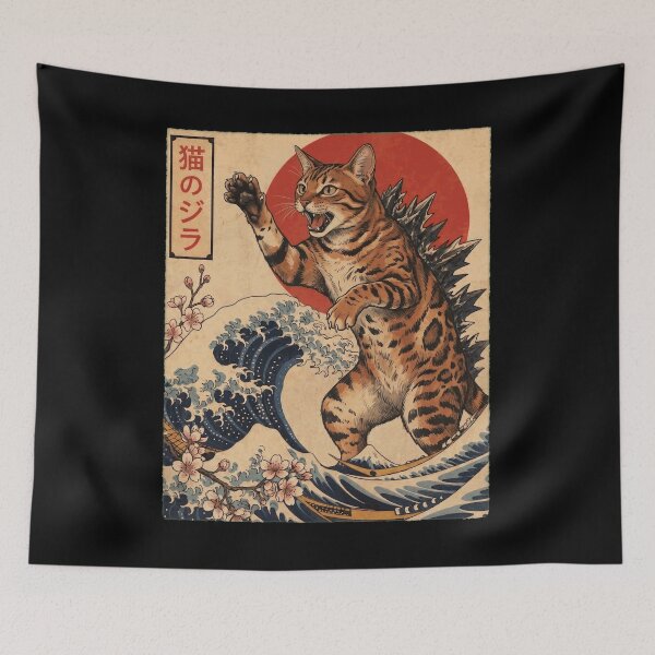 Item preview, Sokoke Catzilla Japanese Wave Art Cat Owner designed and sold by TerryConnells.
