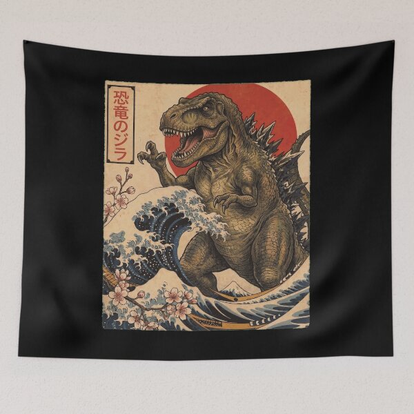 Item preview, T Rex Dinosaurzilla Japanese Wave Art Animal T Rex Dinosaur Lover designed and sold by TerryConnells.