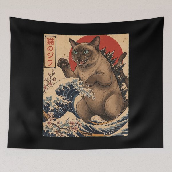 Item preview, Tonkinese Catzilla Japanese Wave Art Cat Owner designed and sold by TerryConnells.