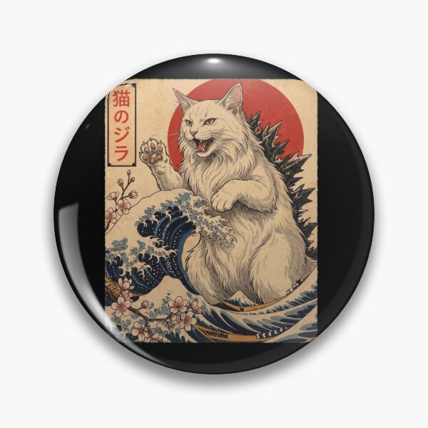 Item preview, Turkish Angora Catzilla Japanese Wave Art Cat Owner designed and sold by TerryConnells.
