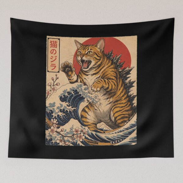 Item preview, Toyger Catzilla Japanese Wave Art Cat Owner designed and sold by TerryConnells.