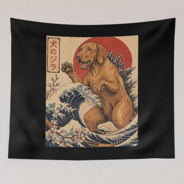 Item preview, Vizsla Dogzilla Japanese Wave Art Dog Owner designed and sold by TerryConnells.