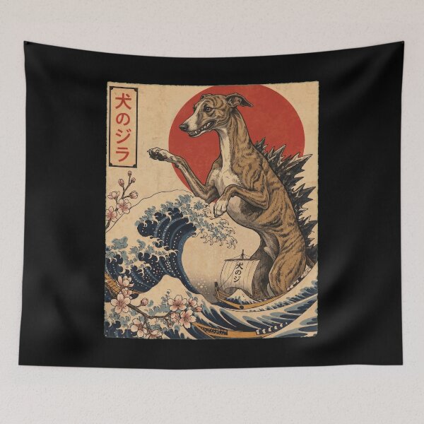 Item preview, Whippet Dogzilla Japanese Wave Art Dog Owner designed and sold by TerryConnells.