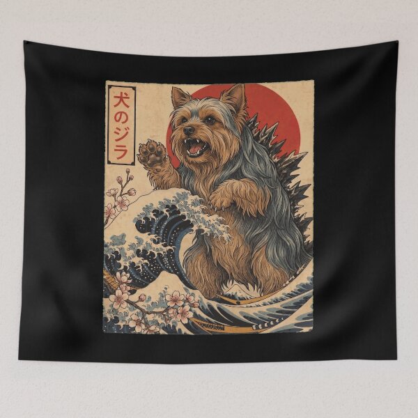 Item preview, Yorkshire Terrier Dogzilla Japanese Wave Art Dog Owner designed and sold by TerryConnells.
