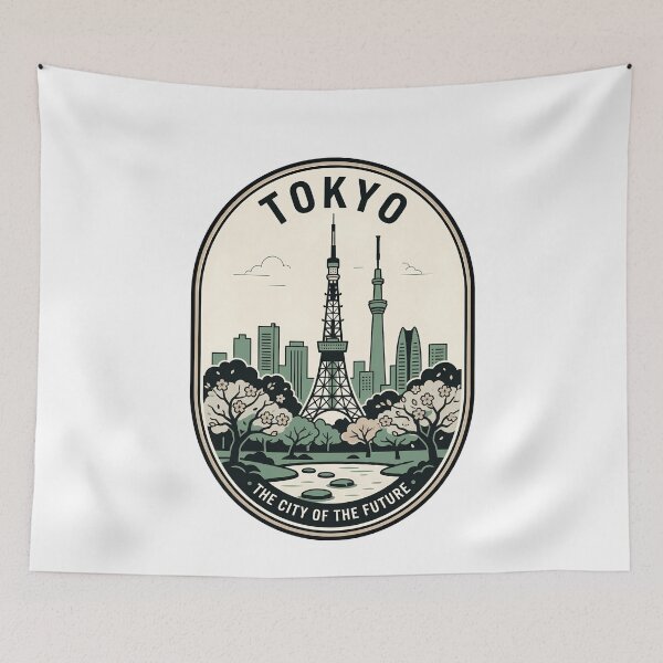 Item preview, Retro Tokyo City Future Skyline Sakura Garden designed and sold by k3rstman1.