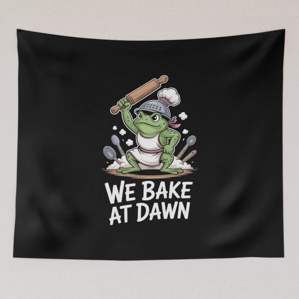 Item preview, We Bake At Dawn Funny Frog Baker Chef Pun designed and sold by SuperAndSocial.