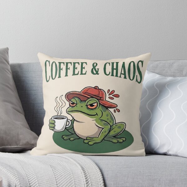 Item preview, Funny Coffee and Chaos Frog Sticker - Cute Grumpy Frog T-Shirt designed and sold by ZyxDes.