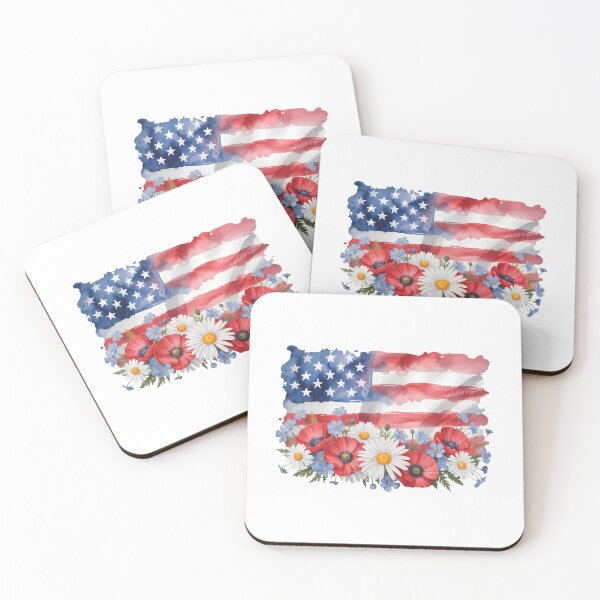 Item preview, 4th of July Floral American Flag Wildflowers designed and sold by TyraYoung.