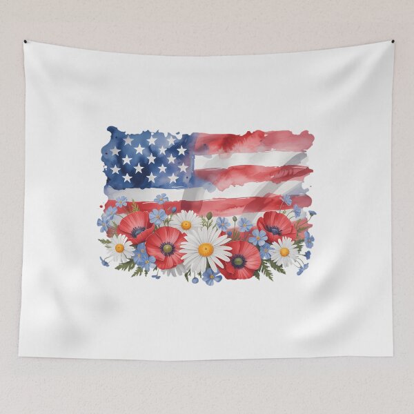 Item preview, 4th of July Floral American Flag Wildflowers designed and sold by TyraYoung.