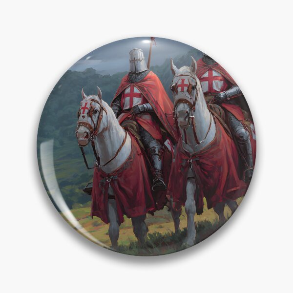Item preview, Crusader Knights Templar on Horses Medieval Castle Illustration designed and sold by GrinGalore.