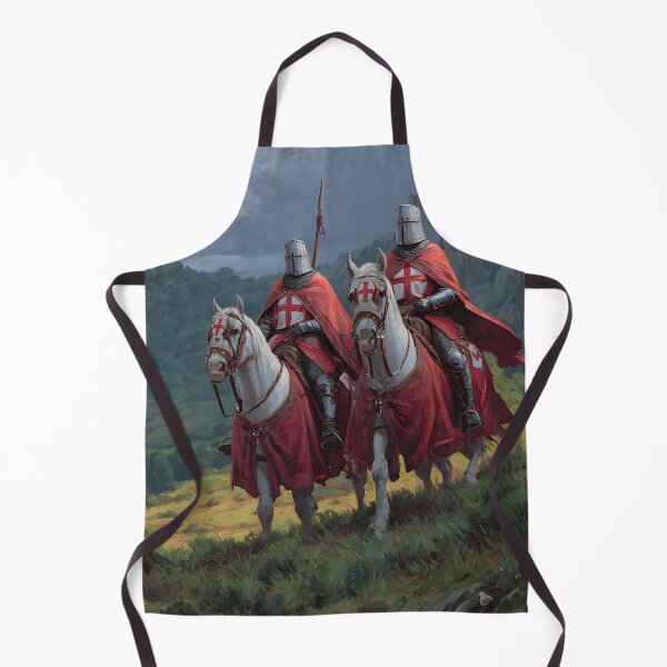 Item preview, Crusader Knights Templar on Horses Medieval Castle Illustration designed and sold by GrinGalore.