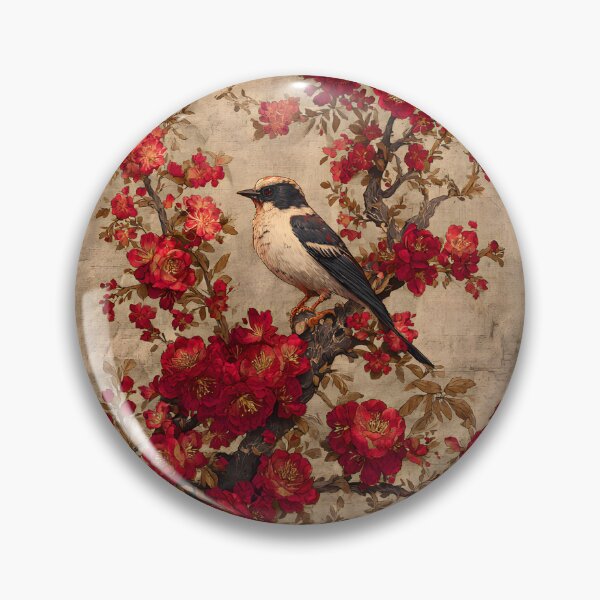Item preview, Dark Red Chinese Silk Floral Sage Bird Carpet designed and sold by GrinGalore.