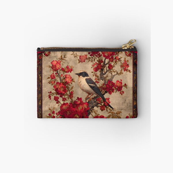 Item preview, Dark Red Chinese Silk Floral Sage Bird Carpet designed and sold by GrinGalore.