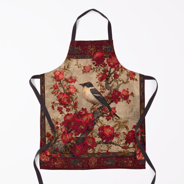 Item preview, Dark Red Chinese Silk Floral Sage Bird Carpet designed and sold by GrinGalore.