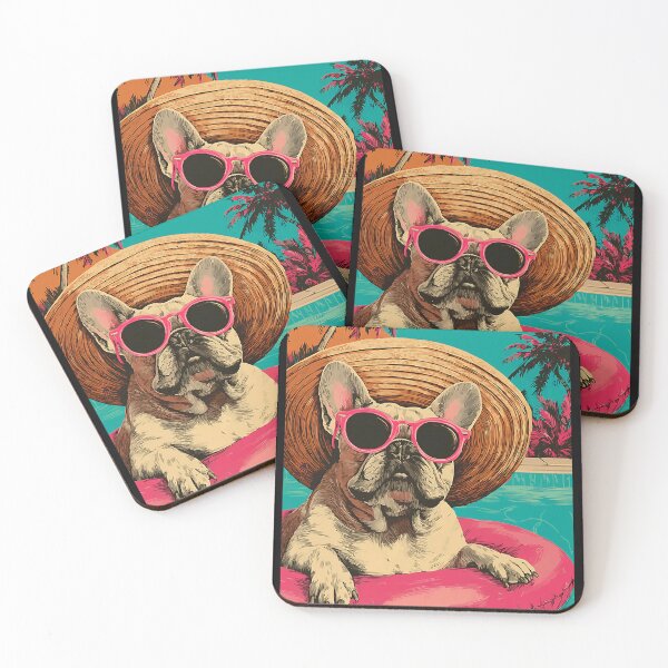 Item preview, French Bulldog with Sunglasses Cute Dog Tropical Pool Party designed and sold by Littermin.