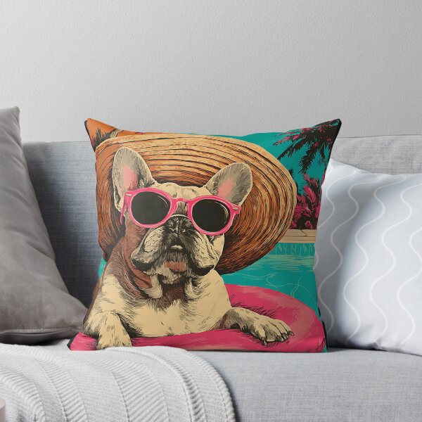 Item preview, French Bulldog with Sunglasses Cute Dog Tropical Pool Party designed and sold by Littermin.