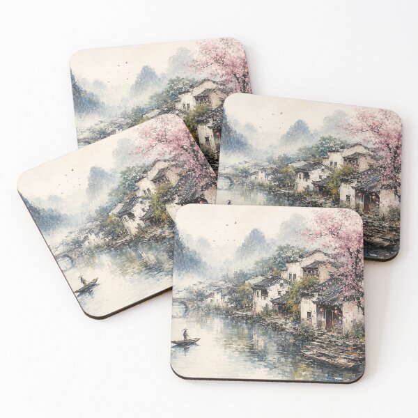 Item preview, Cherry Blossom River Village designed and sold by SaryaSmyth19.