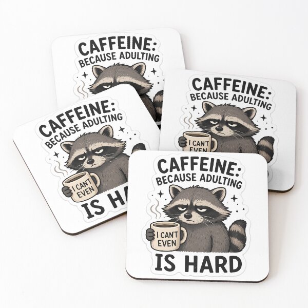 Item preview, Caffeine Because Adulting Is Hard Raccoon Sticker | Funny Trash Panda Coffee Decal designed and sold by ZibiArt.