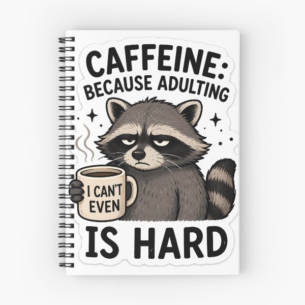 Item preview, Caffeine Because Adulting Is Hard Raccoon Sticker | Funny Trash Panda Coffee Decal designed and sold by ZibiArt.