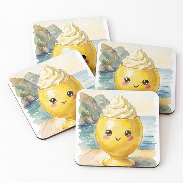Item preview, Kawaii Sfusato Lemon Gelato – Amalfi Coast Watercolor Illustration designed and sold by EmeraldeaArt.