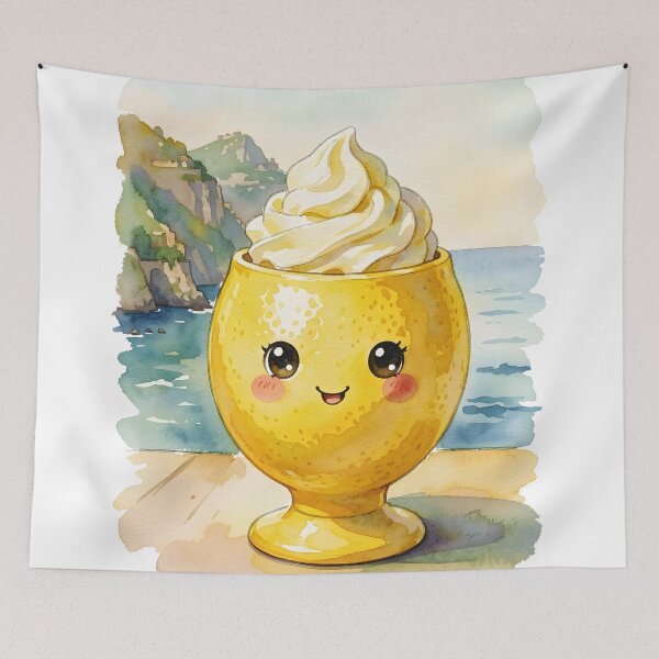 Item preview, Kawaii Sfusato Lemon Gelato – Amalfi Coast Watercolor Illustration designed and sold by EmeraldeaArt.