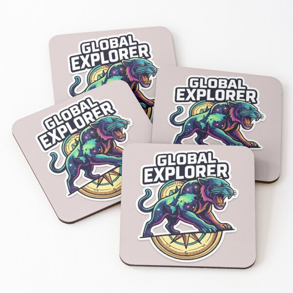 Item preview, Global Explorer Panther Compass Sticker Design | Cosmic Wild Cat Travel Artwork PNG designed and sold by arifali786.