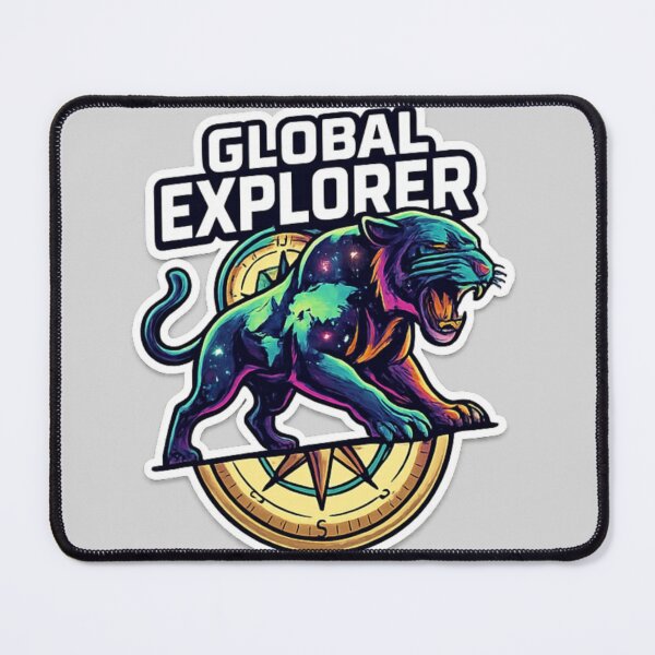 Item preview, Global Explorer Panther Compass Sticker Design | Cosmic Wild Cat Travel Artwork PNG designed and sold by arifali786.