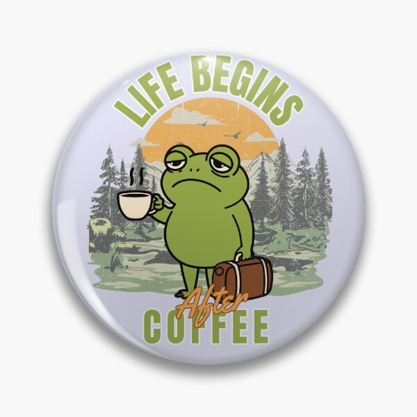 Item preview, Funny Grumpy Frog Coffee – Life Begins After Coffee designed and sold by SilverSeaBKK.