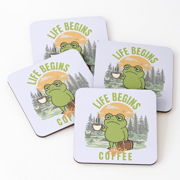 Item preview, Funny Grumpy Frog Coffee – Life Begins After Coffee designed and sold by SilverSeaBKK.