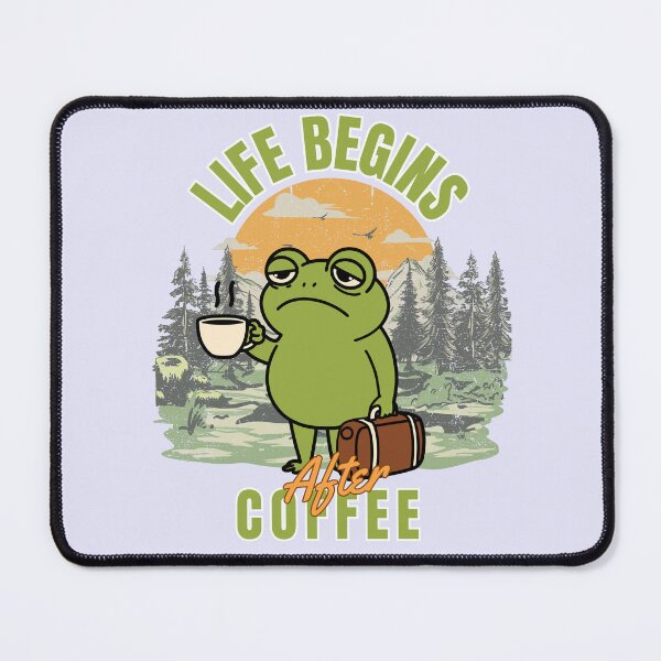 Item preview, Funny Grumpy Frog Coffee – Life Begins After Coffee designed and sold by SilverSeaBKK.