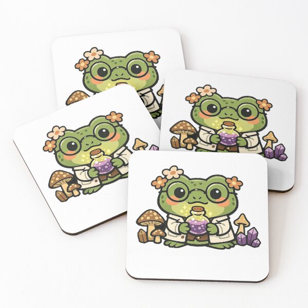 Item preview, Kawaii Girl Frog Scientist with Boba Tea and Crystals | Cute Frog Lab Coat Art | Cottagecore Frog Illustration | Nerdy Frog Girl Print designed and sold by NeonKawaiiCo.