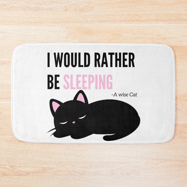 Item preview, I would rather be sleeping - kitty or cat quotes black designed and sold by SrumbleArt.