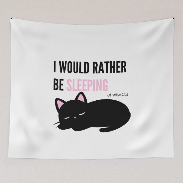 Item preview, I would rather be sleeping - kitty or cat quotes black designed and sold by SrumbleArt.
