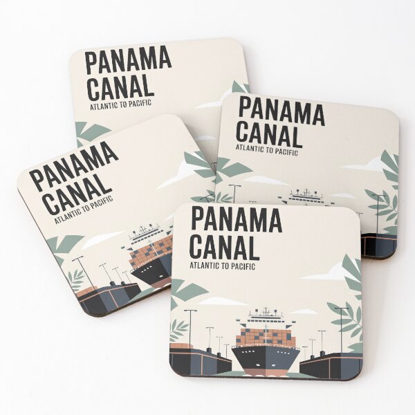 Item preview, Panama Canal Minimalist Cargo Ship Poster, Retro Travel Design designed and sold by pod24.