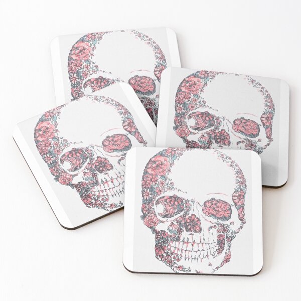 Item preview, Pastel Bloom: Floral Negative Space Skull Art designed and sold by UrbanCanvas 111.