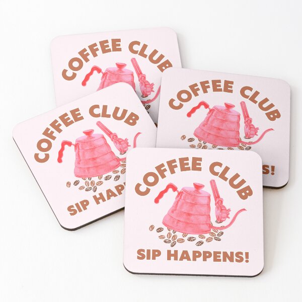 Item preview, Coffee Club Sip Happens – Pink Kettle & Beans designed and sold by SilverSeaBKK.