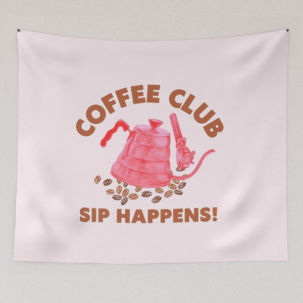 Item preview, Coffee Club Sip Happens – Pink Kettle & Beans designed and sold by SilverSeaBKK.