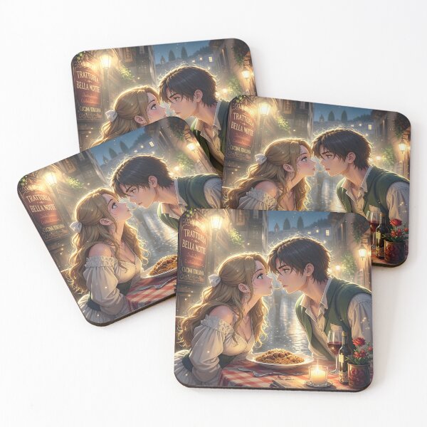 Item preview, Romantic Spaghetti Dinner Anime Couple designed and sold by sigmaartstudio.
