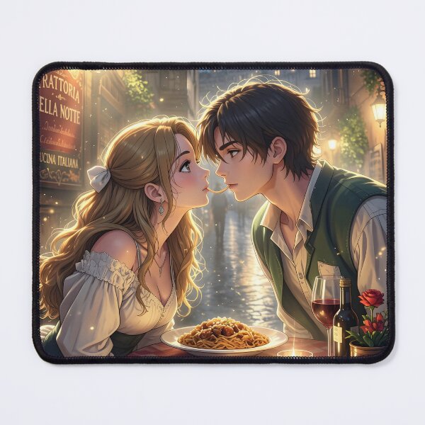 Item preview, Romantic Spaghetti Dinner Anime Couple designed and sold by sigmaartstudio.