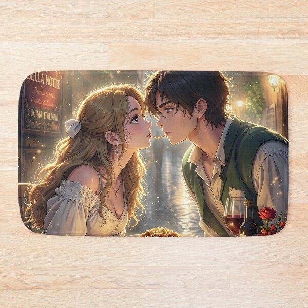 Item preview, Romantic Spaghetti Dinner Anime Couple designed and sold by sigmaartstudio.