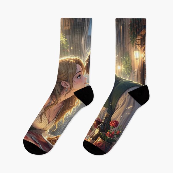 Item preview, Romantic Spaghetti Dinner Anime Couple designed and sold by sigmaartstudio.
