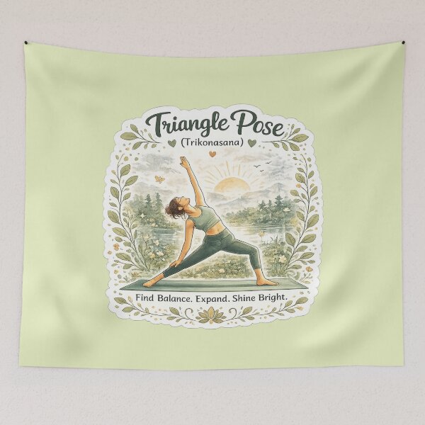 Item preview, Triangle Pose (Trikonasana) – Find Balance Yoga Sticker designed and sold by Trigart-art.