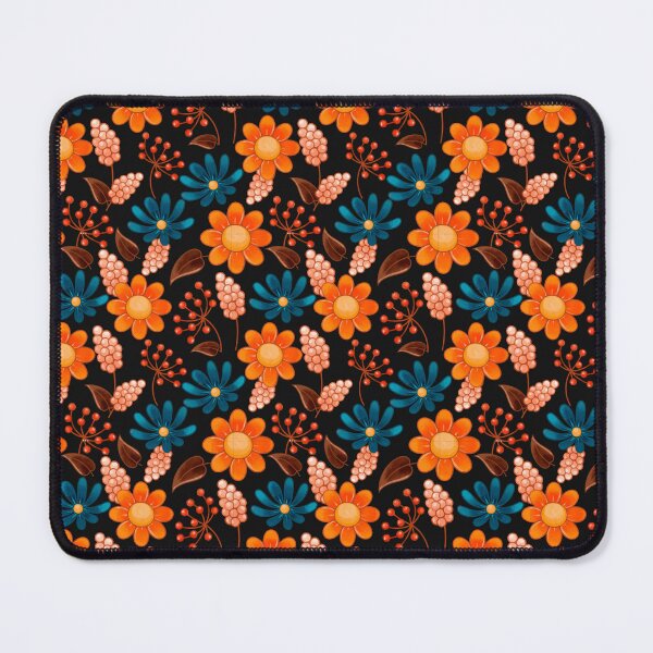 Item preview, Dark Orange Teal Botanical Floral Seamless Pattern Autumn Boho Nature Art designed and sold by DERA RAY.