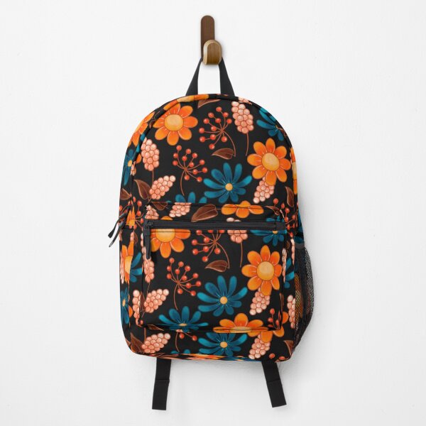 Item preview, Dark Orange Teal Botanical Floral Seamless Pattern Autumn Boho Nature Art designed and sold by DERA RAY.