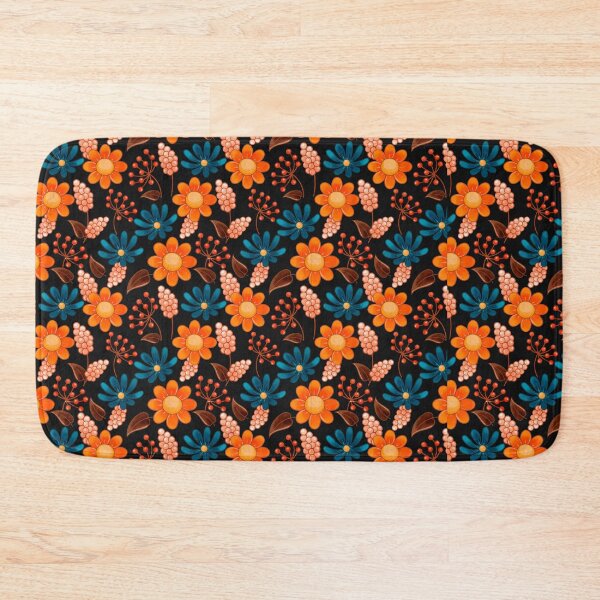 Item preview, Dark Orange Teal Botanical Floral Seamless Pattern Autumn Boho Nature Art designed and sold by DERA RAY.